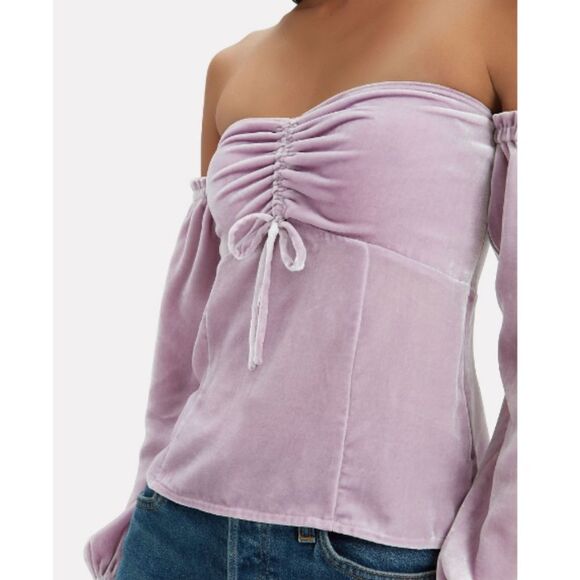 NWT Intermix Penelope Velvet Off Shoulder Top Sz 4 - Picture 4 of 5